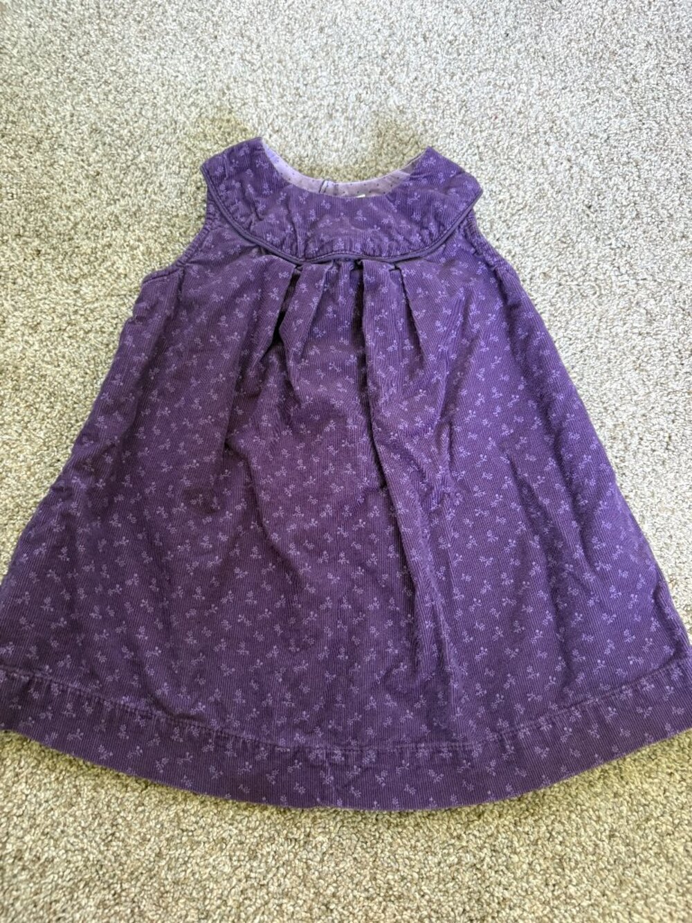 H&M Baby Purple Corduroy Dress With Floral Detail Girlhood Size 9-12 months